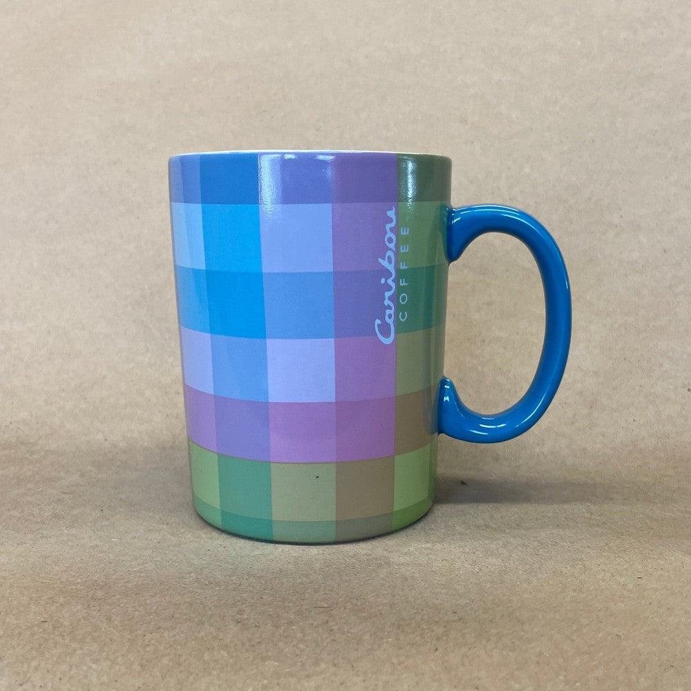 Caribou Coffee Pastel Plaid Mug-2022