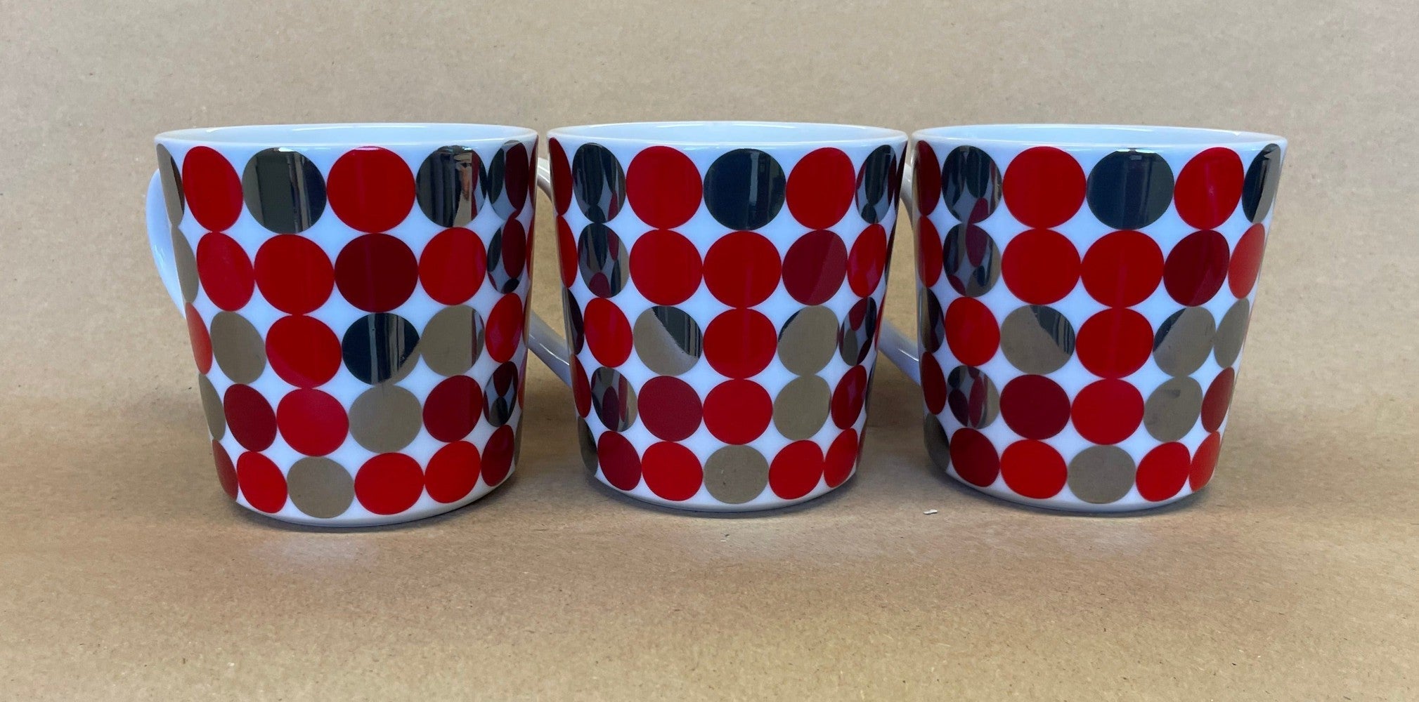 Crate & Barrel Red Dots Mugs-Set of 3