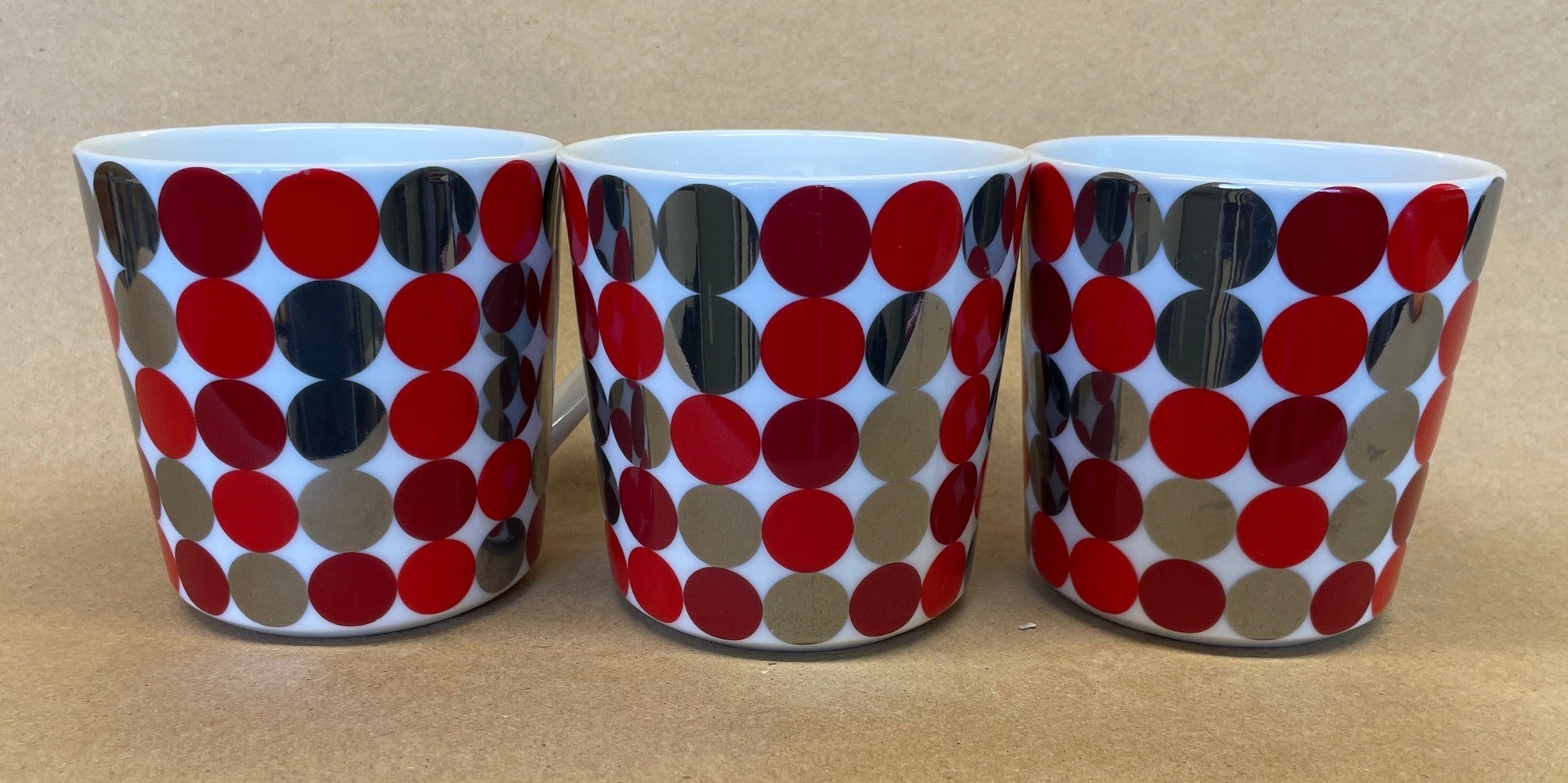 Crate & Barrel Red Dots Mugs-Set of 3