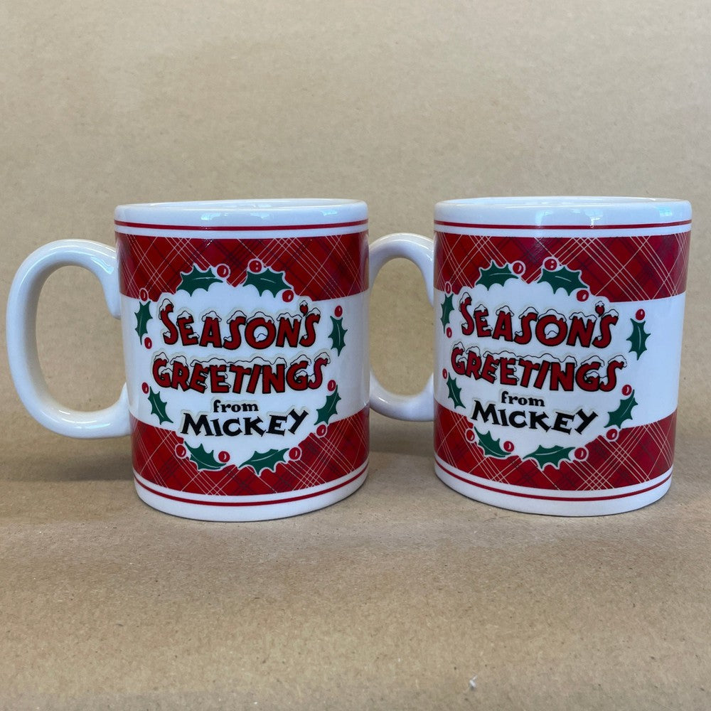 Disney Season's Greetings from Mickey Mugs-Pair