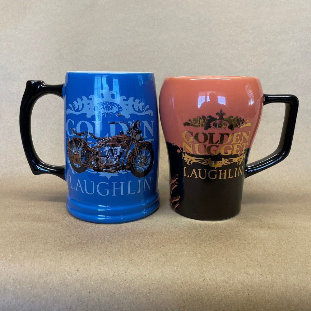 Golden Nugget Laughlin Motorcycle Themed Mugs-Pair