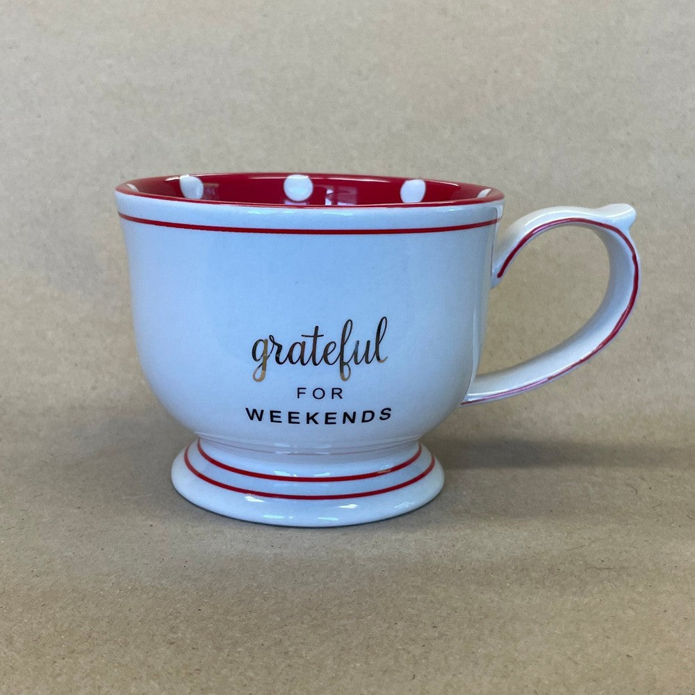 Grateful for Weekends Polka Dot Mug