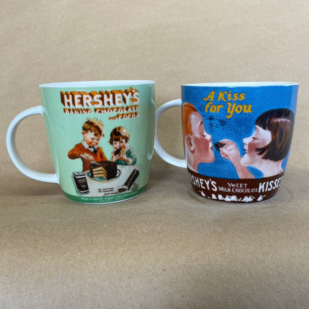 Hershey's Baking Chocolate Cocoa and A Kiss for You Mugs-Pair