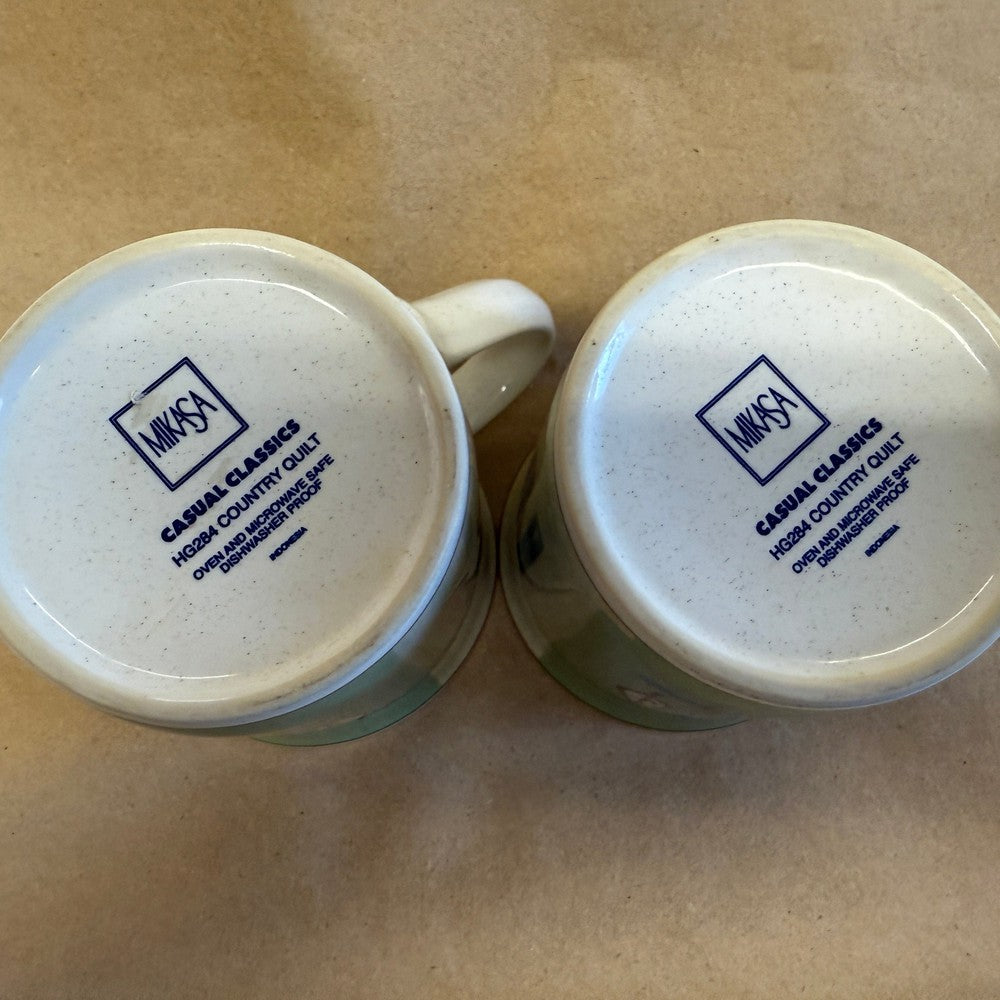 Mikaska Causal Classics Country Quilt Mugs-Pair