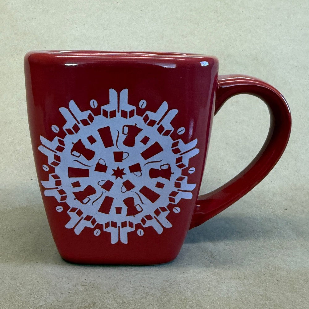 Starbucks Holiday Square Red Snowflake Mug-2004