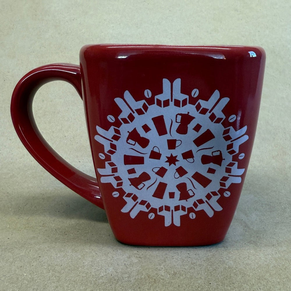Starbucks Holiday Square Red Snowflake Mug-2004