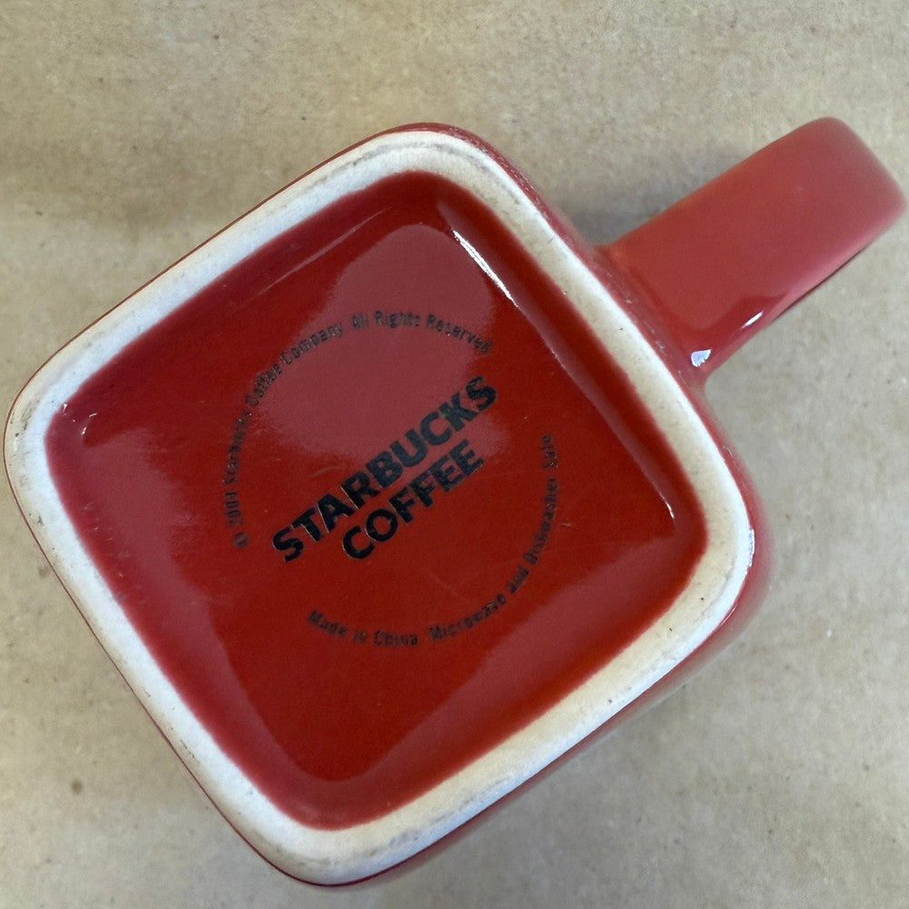 Starbucks Holiday Square Red Snowflake Mug-2004