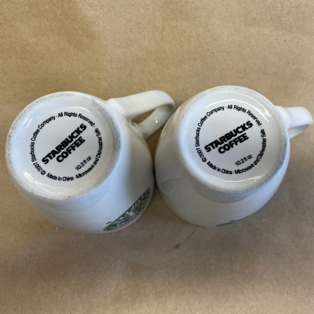 Starbucks White with Green Logo Mugs Pair-2007