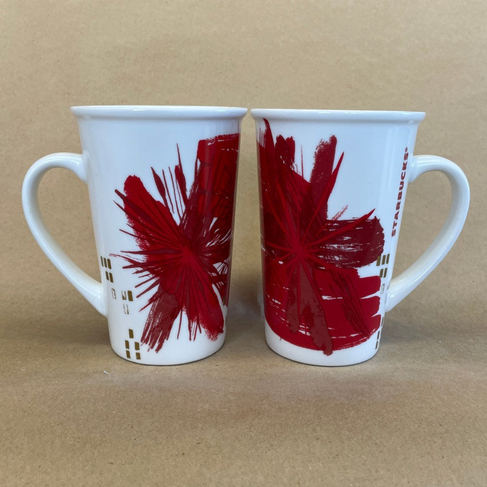 Starbucks Red Christmas Starburst Mugs-Pair 2014