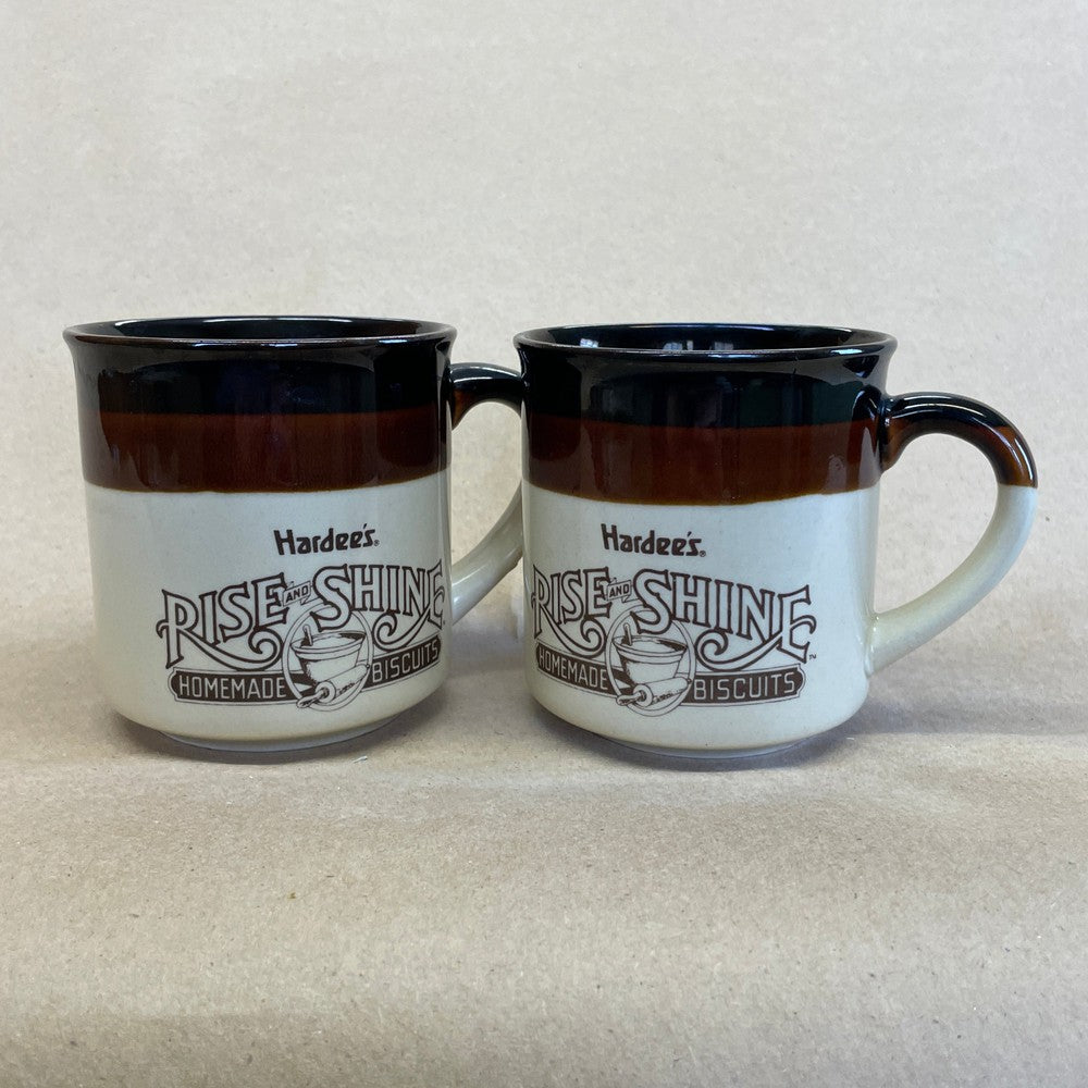 Hardee's Rise and Shine Homemade Biscuits Mugs-Pair 1989