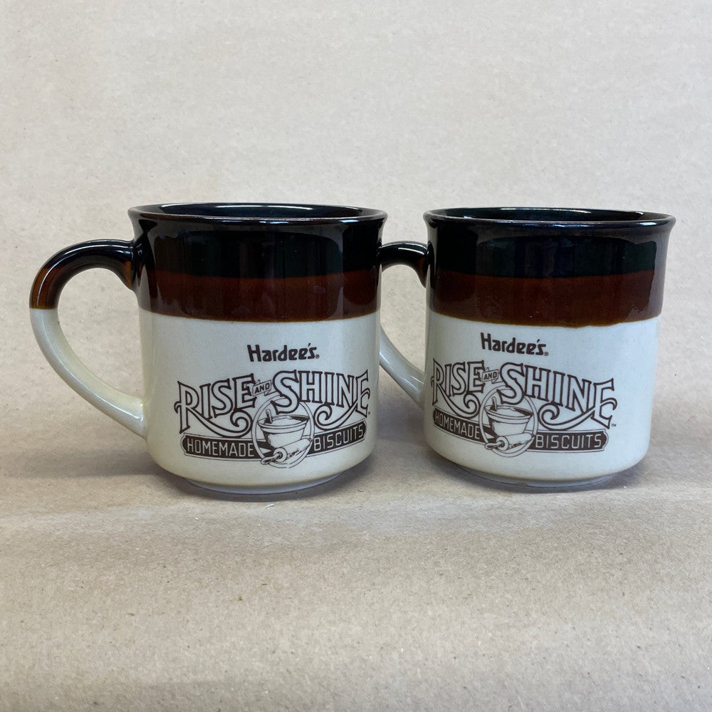 Hardee's Rise and Shine Homemade Biscuits Mugs-Pair 1989
