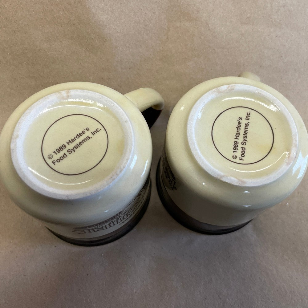 Hardee's Rise and Shine Homemade Biscuits Mugs-Pair 1989