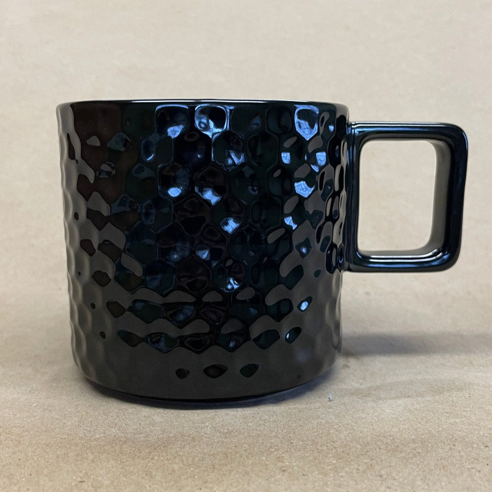 Starbucks Black Glossy Honeycomb Square Handle Mug-2019