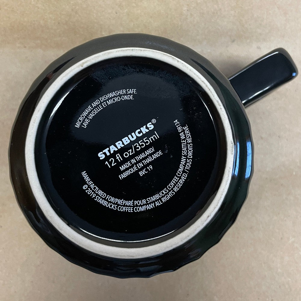 Starbucks Black Glossy Honeycomb Square Handle Mug-2019