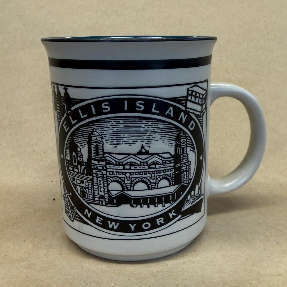 Ellis Island New York Front Door to Freedom Collector Embossed Mug