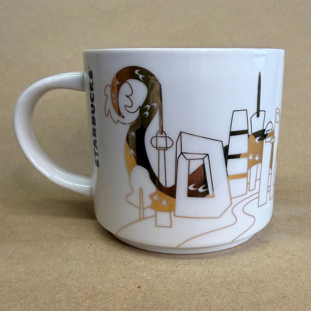 Starbucks You Are Here Series China Gold Holiday Mug NIB-2018