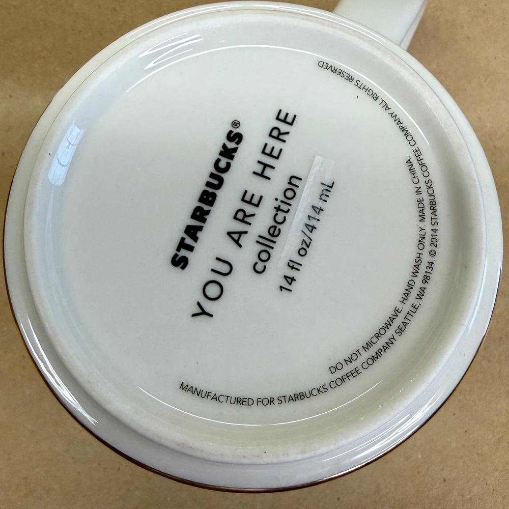 Starbucks You Are Here Series Pike Place Market Gold Holiday Mug NIB-2014
