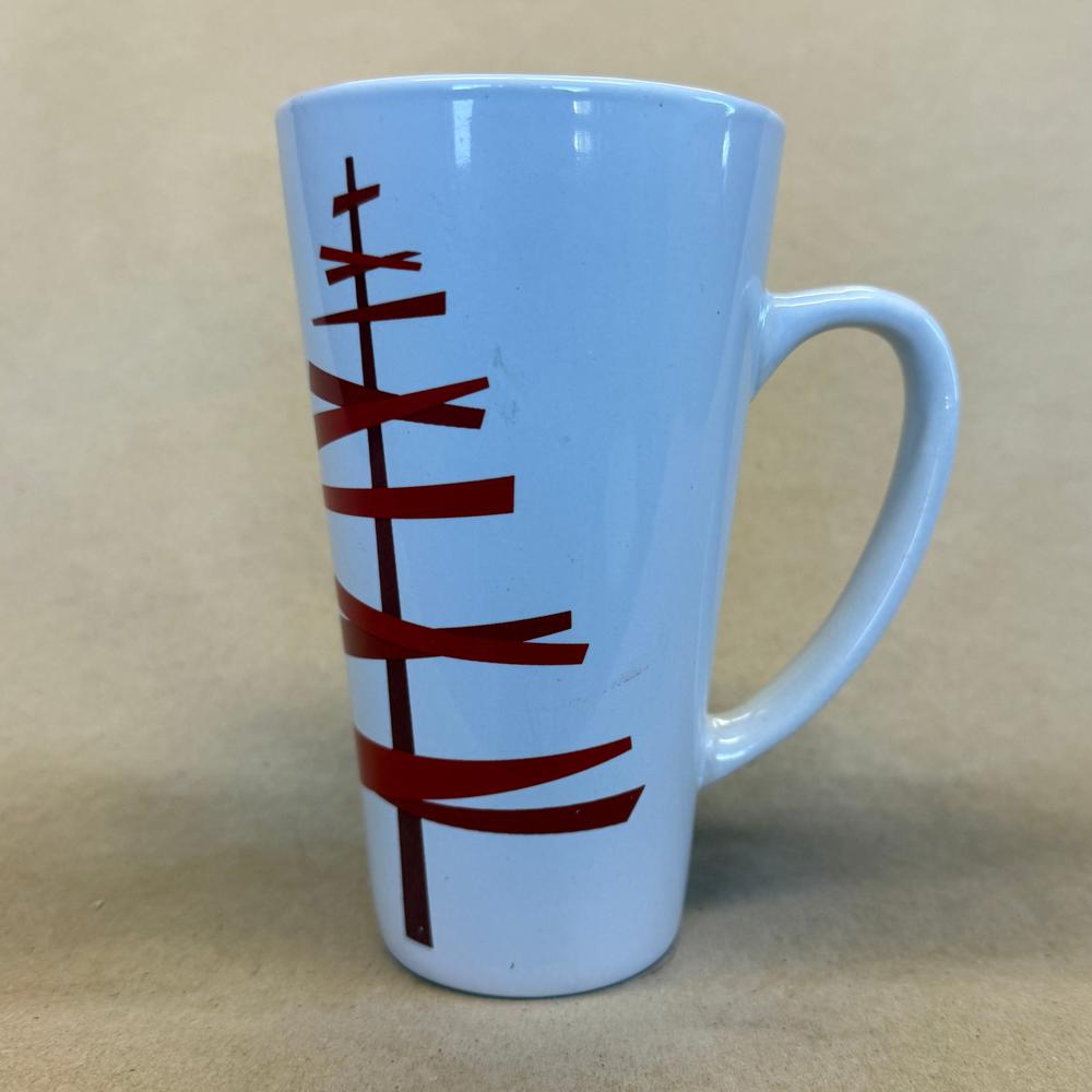 Starbucks White Red Stick Christmas Tree Tall Mug-2012
