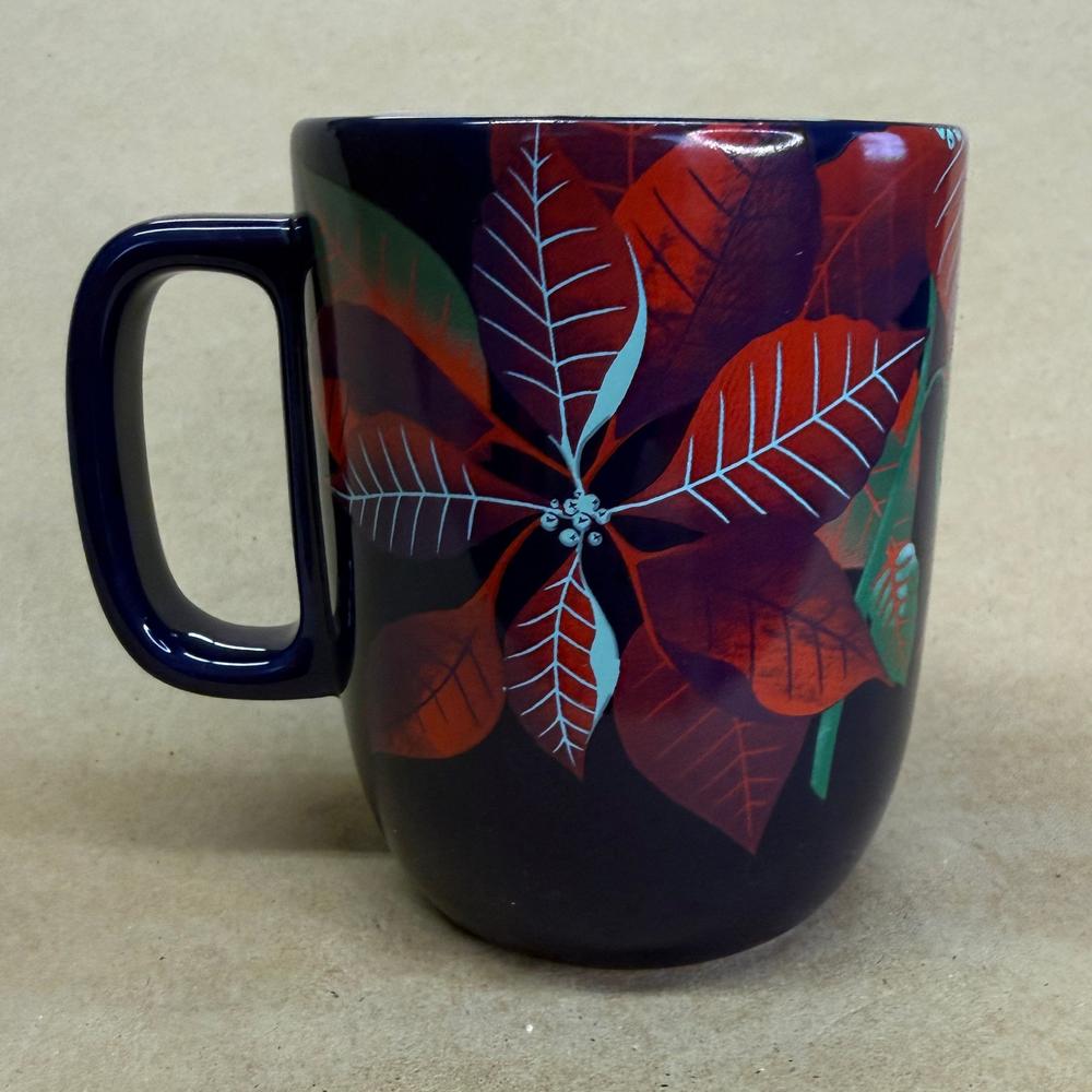 Starbucks Siren Navy Blue Poinsettia Mug-2020