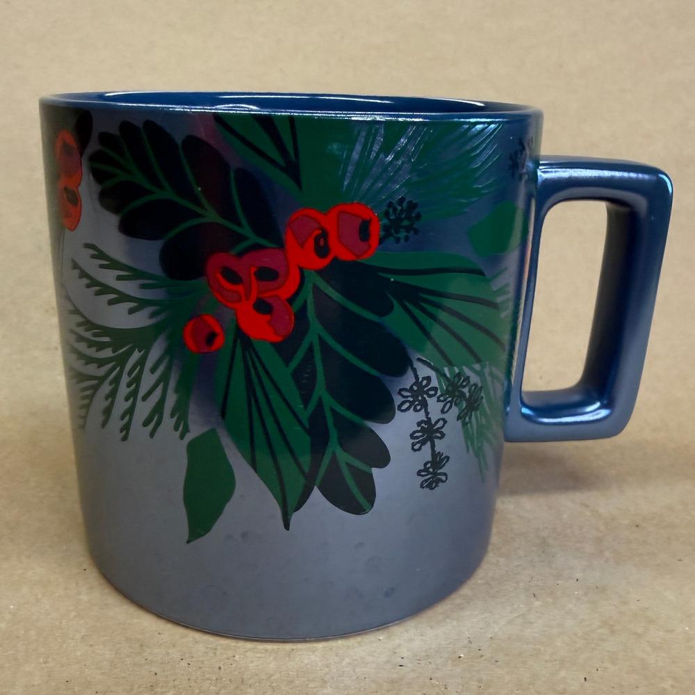 Starbucks Holiday Blue Holly Berries Mug-2021