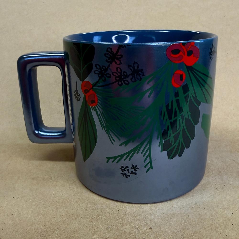 Starbucks Holiday Blue Holly Berries Mug-2021