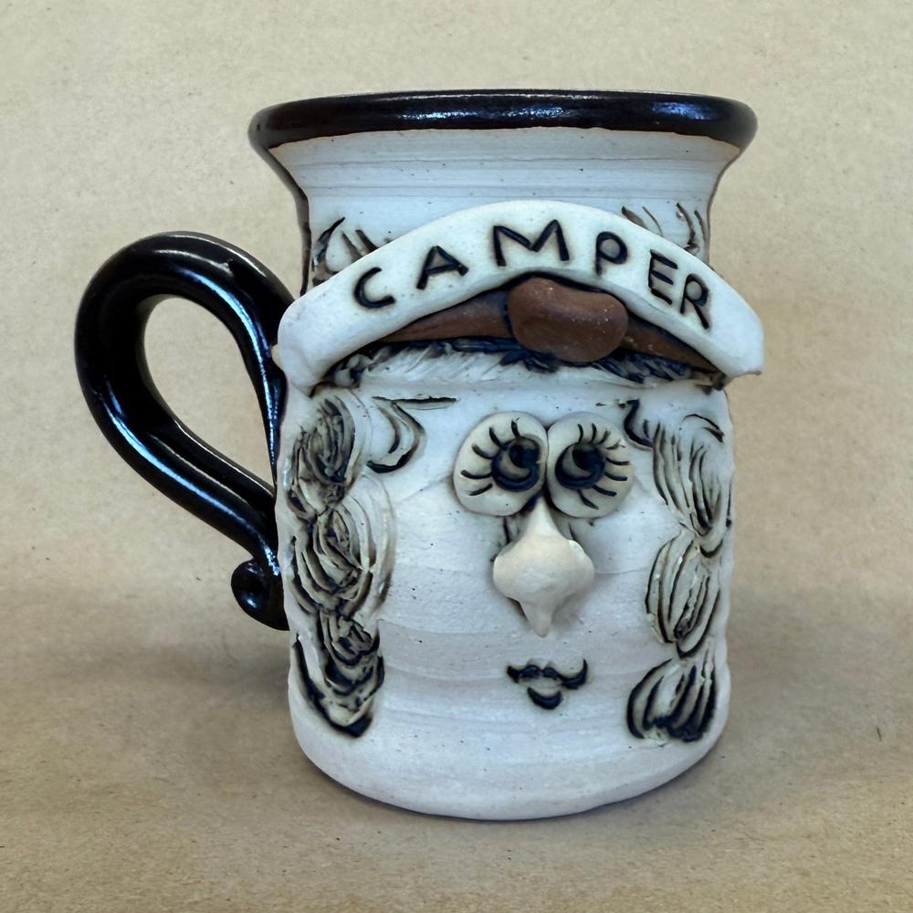 Bradford Pottery Female Camper Funny Face Stoneware Mug