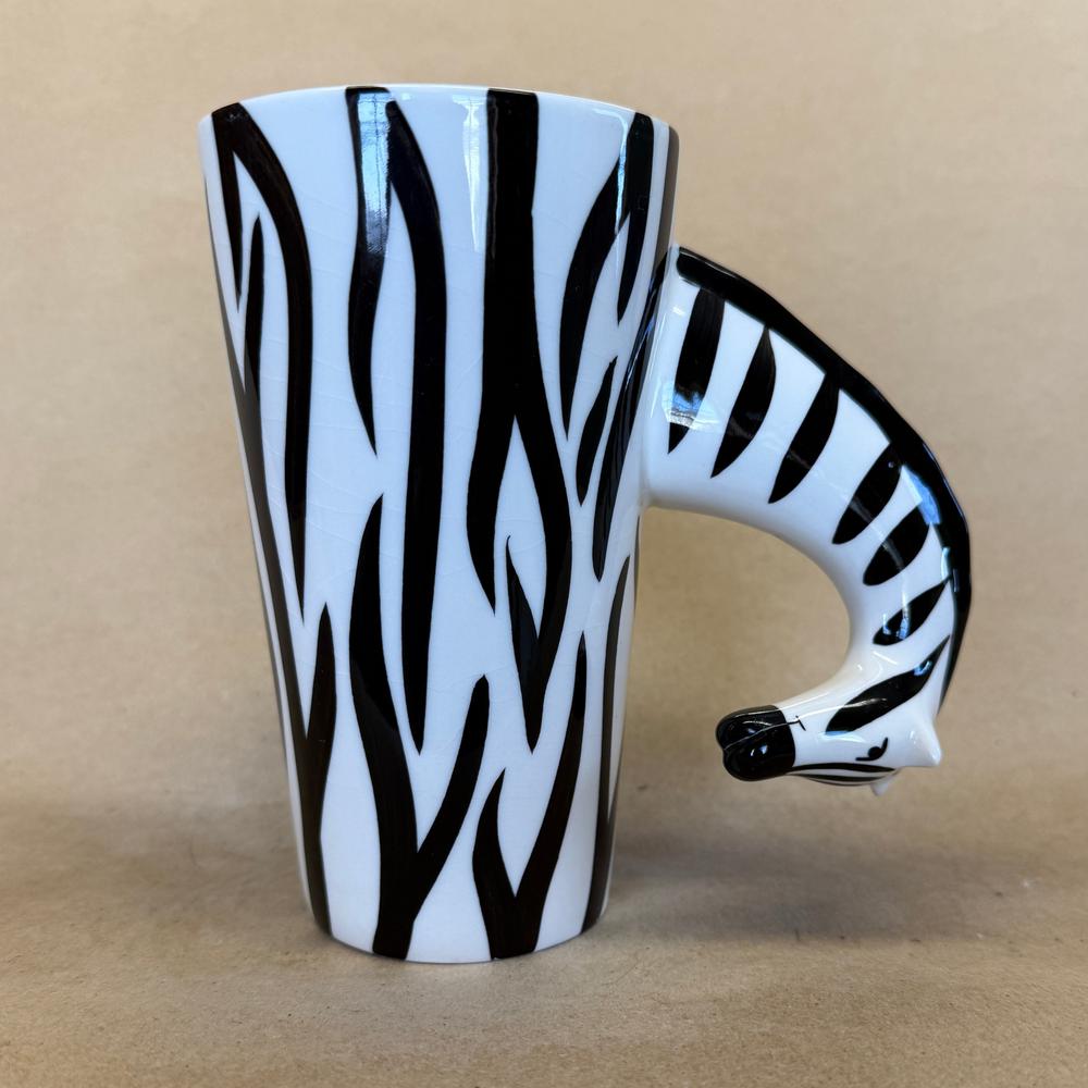 World Market Tall Zebra Neck Handle Mug