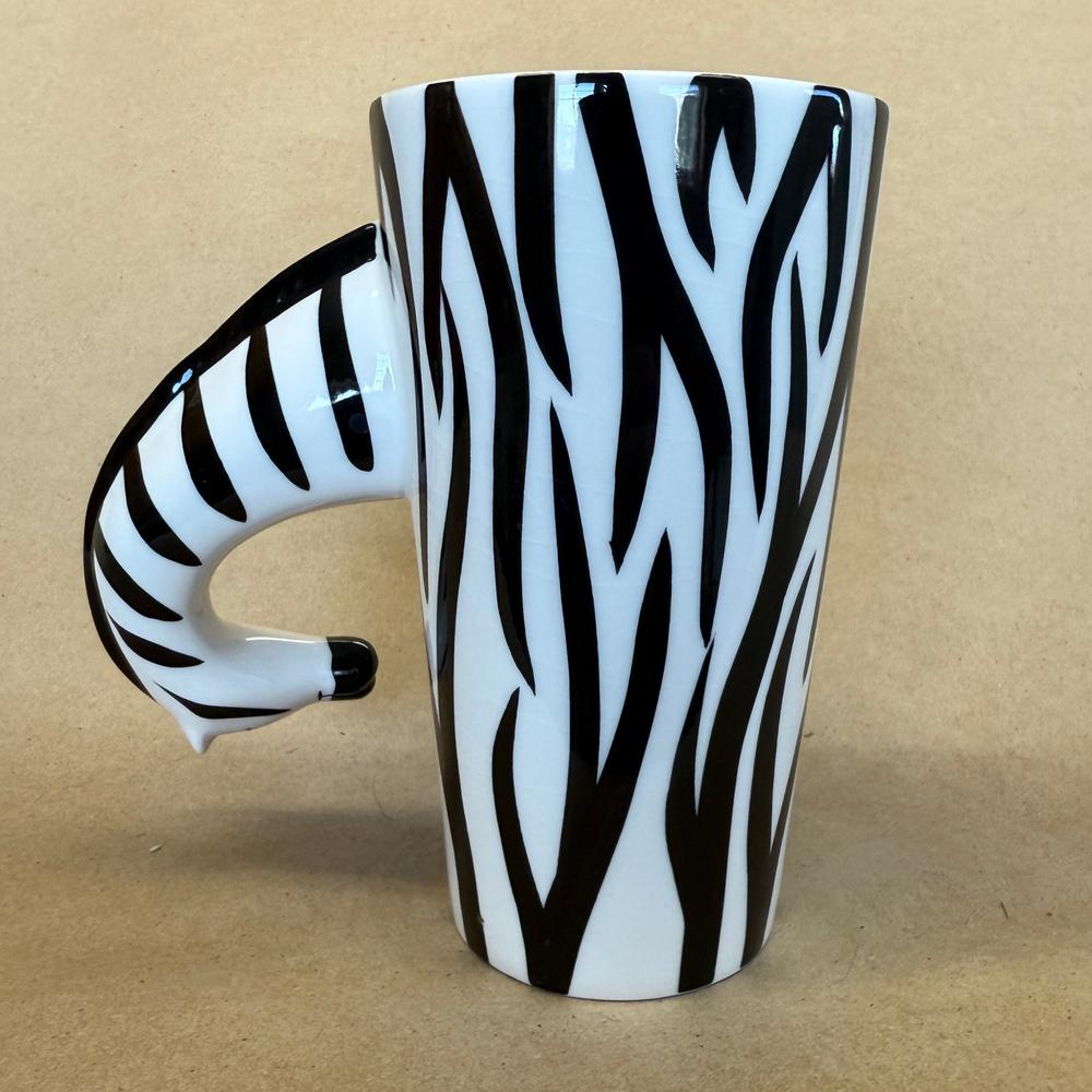 World Market Tall Zebra Neck Handle Mug