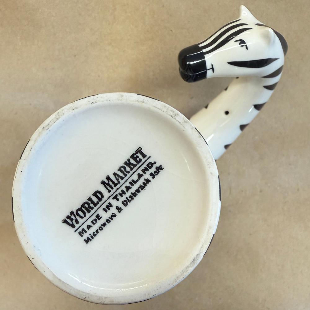 World Market Tall Zebra Neck Handle Mug