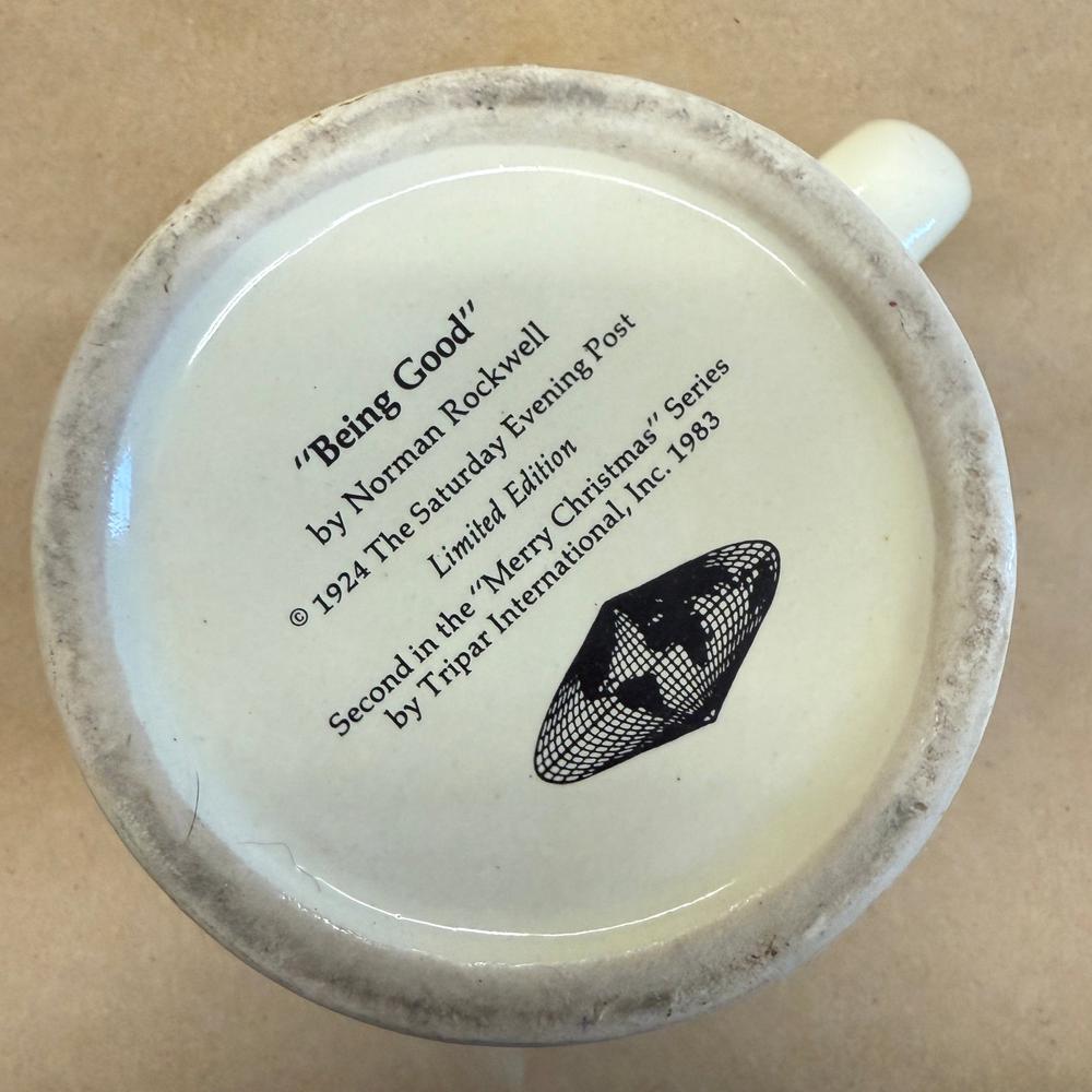 Norman Rockwell Christmas Being Good Mug-1983