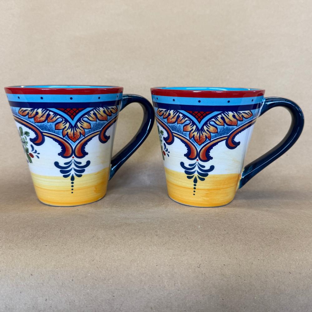 Euro Ceramica Zanzibar Hand Painted Mugs-Pair