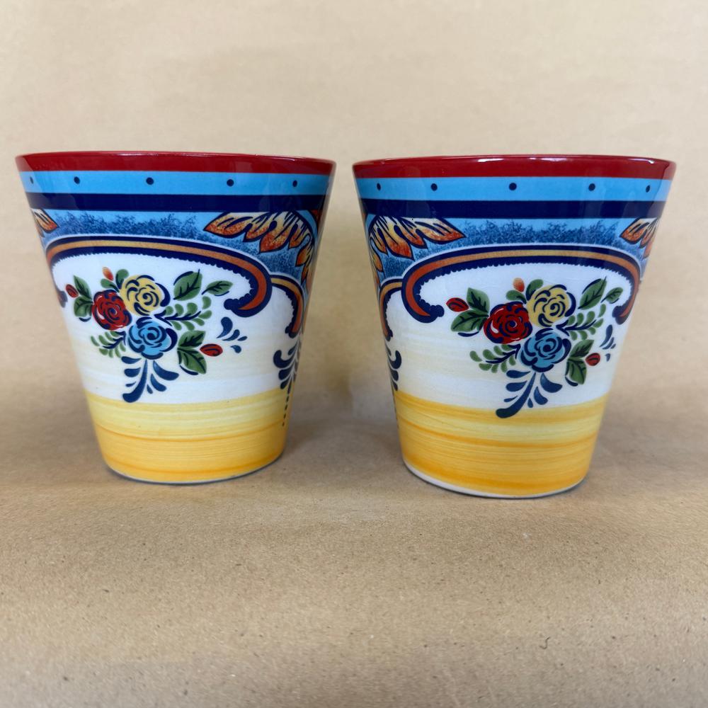 Euro Ceramica Zanzibar Hand Painted Mugs-Pair
