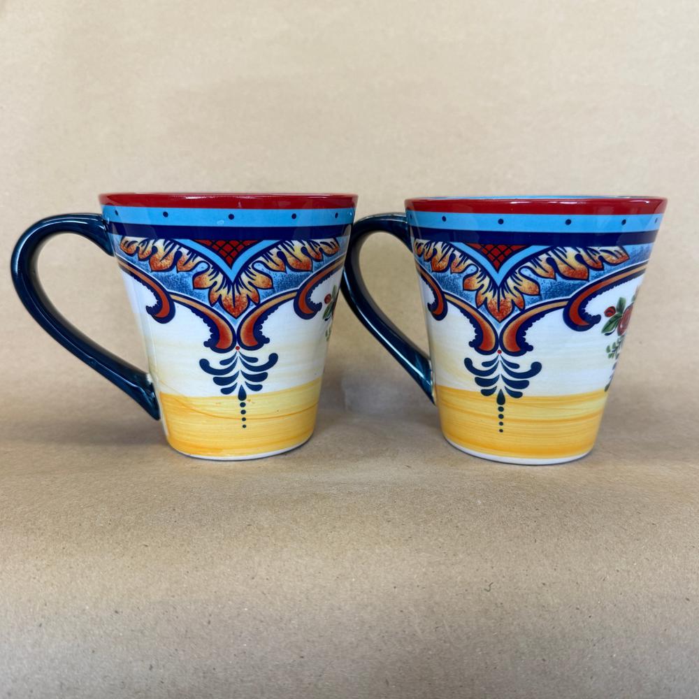 Euro Ceramica Zanzibar Hand Painted Mugs-Pair