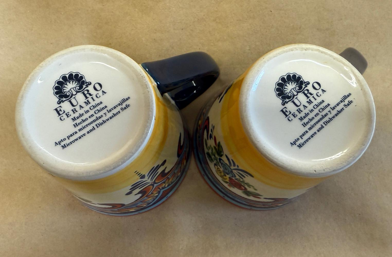 Euro Ceramica Zanzibar Hand Painted Mugs-Pair