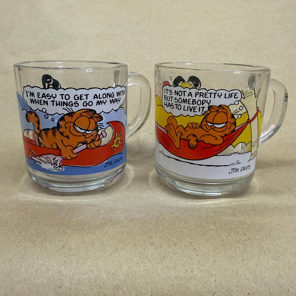 McDonald's Garfield & Odie Glass Mugs-Pair 1978