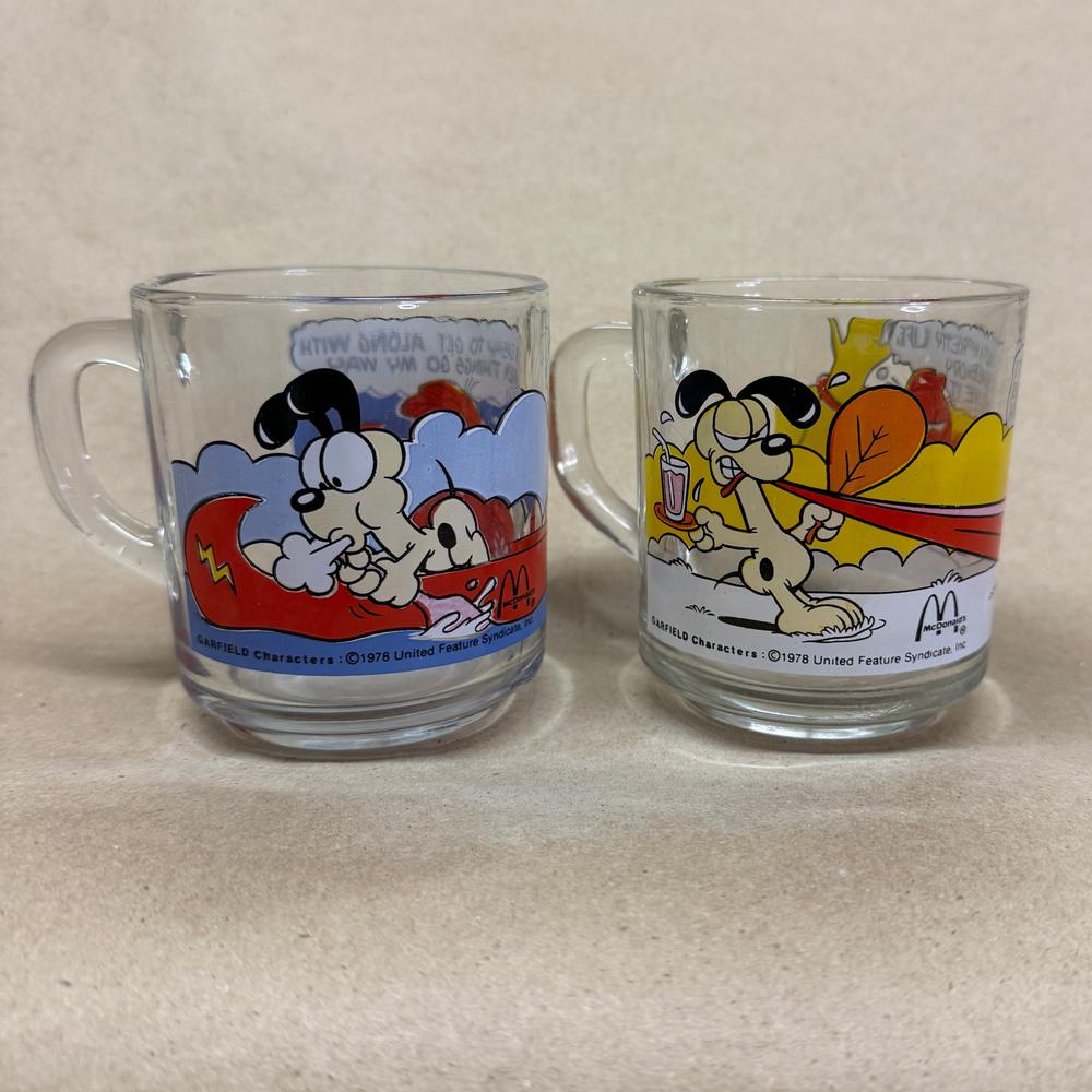 McDonald's Garfield & Odie Glass Mugs-Pair 1978