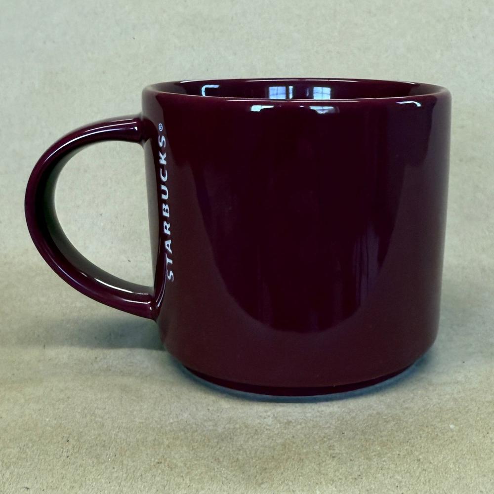 Starbucks Burgundy Etched White Letters Mug-2013