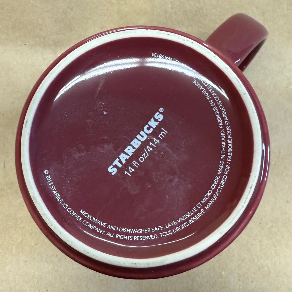 Starbucks Burgundy Etched White Letters Mug-2013