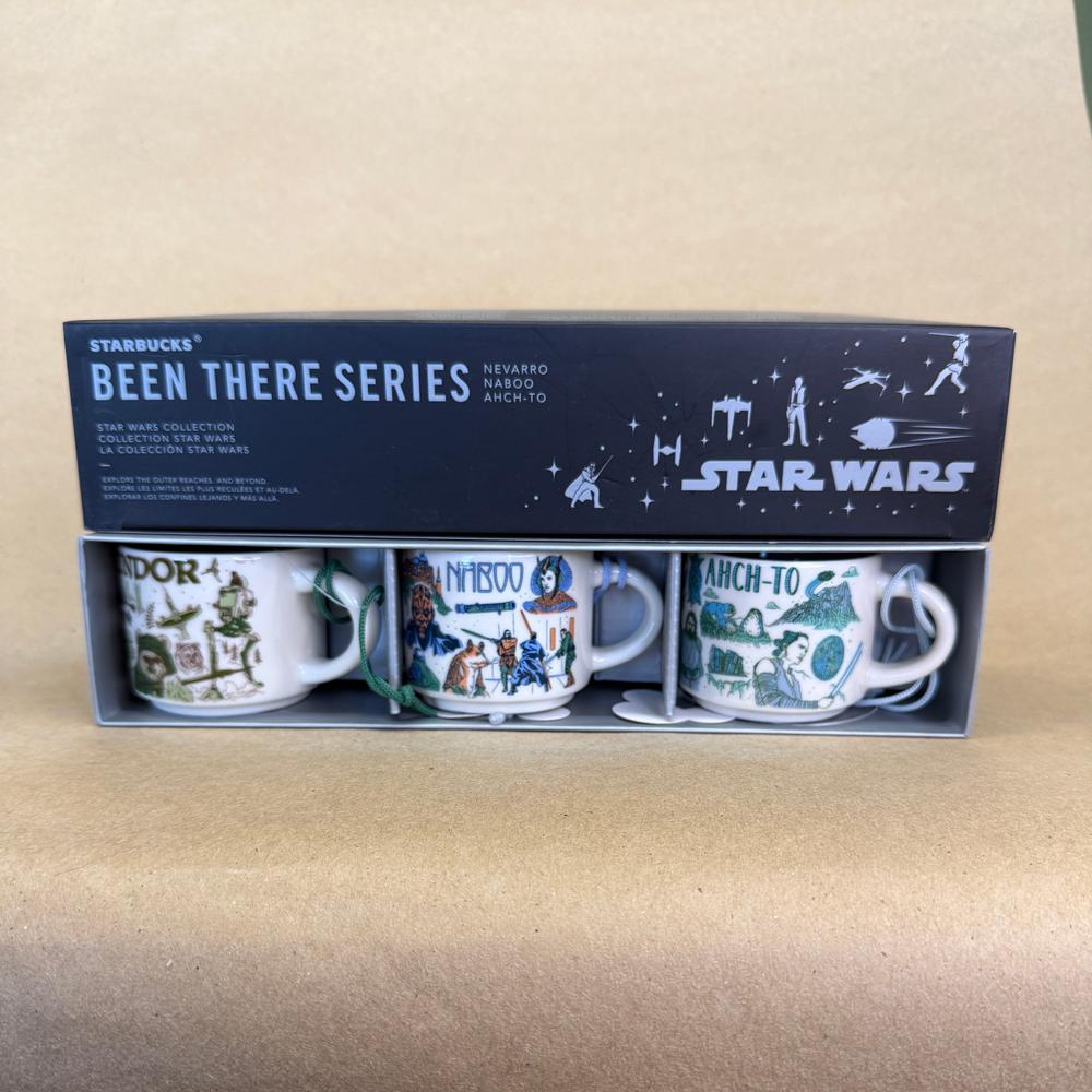 Starbucks Been There Ornaments Star Wars Set Endor Naboo Ahch-To Mugs NIB-2023