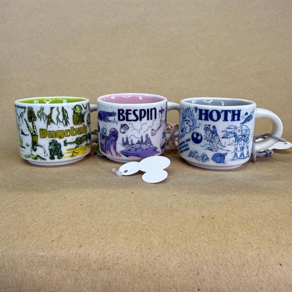 Starbucks Been There Ornaments Star Wars Set Dagobah Bespin Hoth Mugs NIB-2023