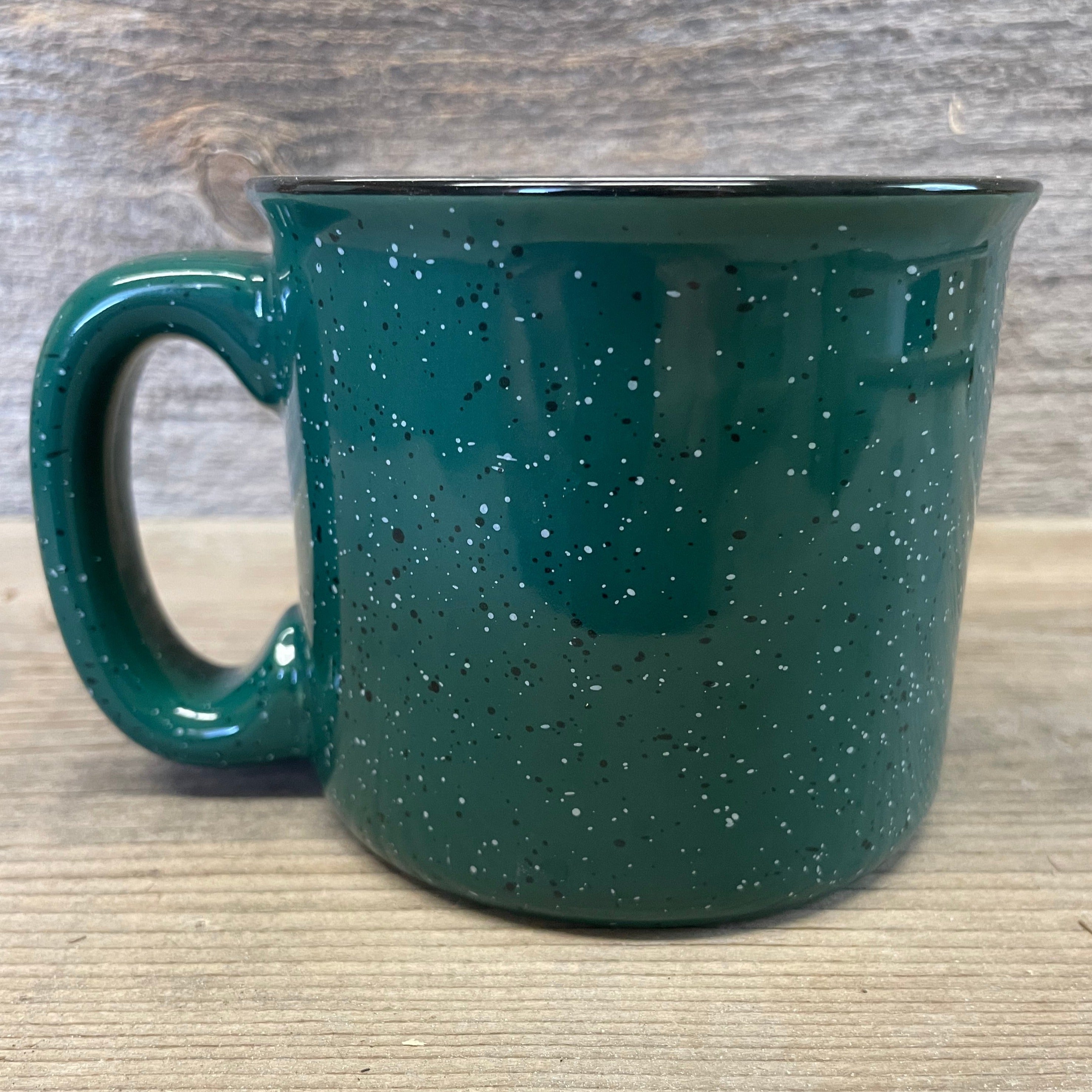 M Ware Cowboy Jack's Heavy Green Speckled Mug