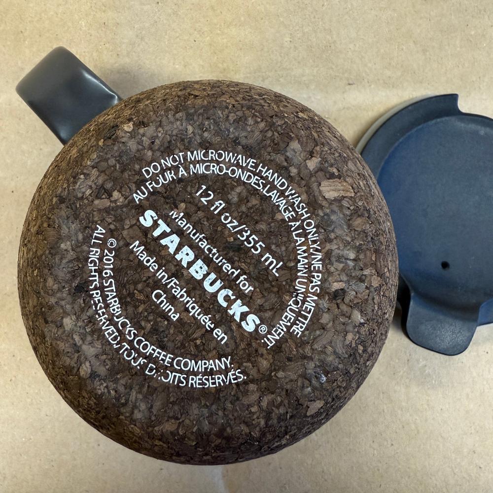 Starbucks Black with Cork Bottom and Travel Lid Mug-2016