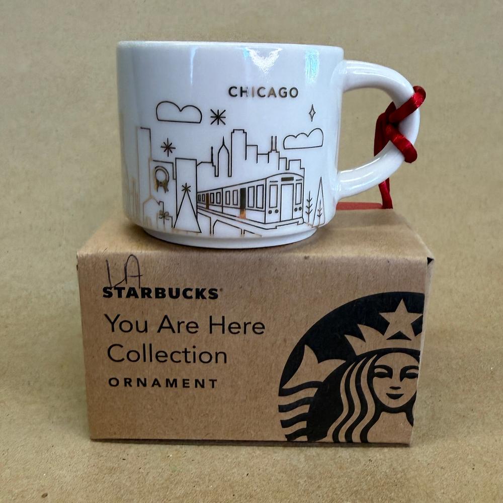 Starbucks You Are Here Chicago Christmas Ornament Mug NIB-2014