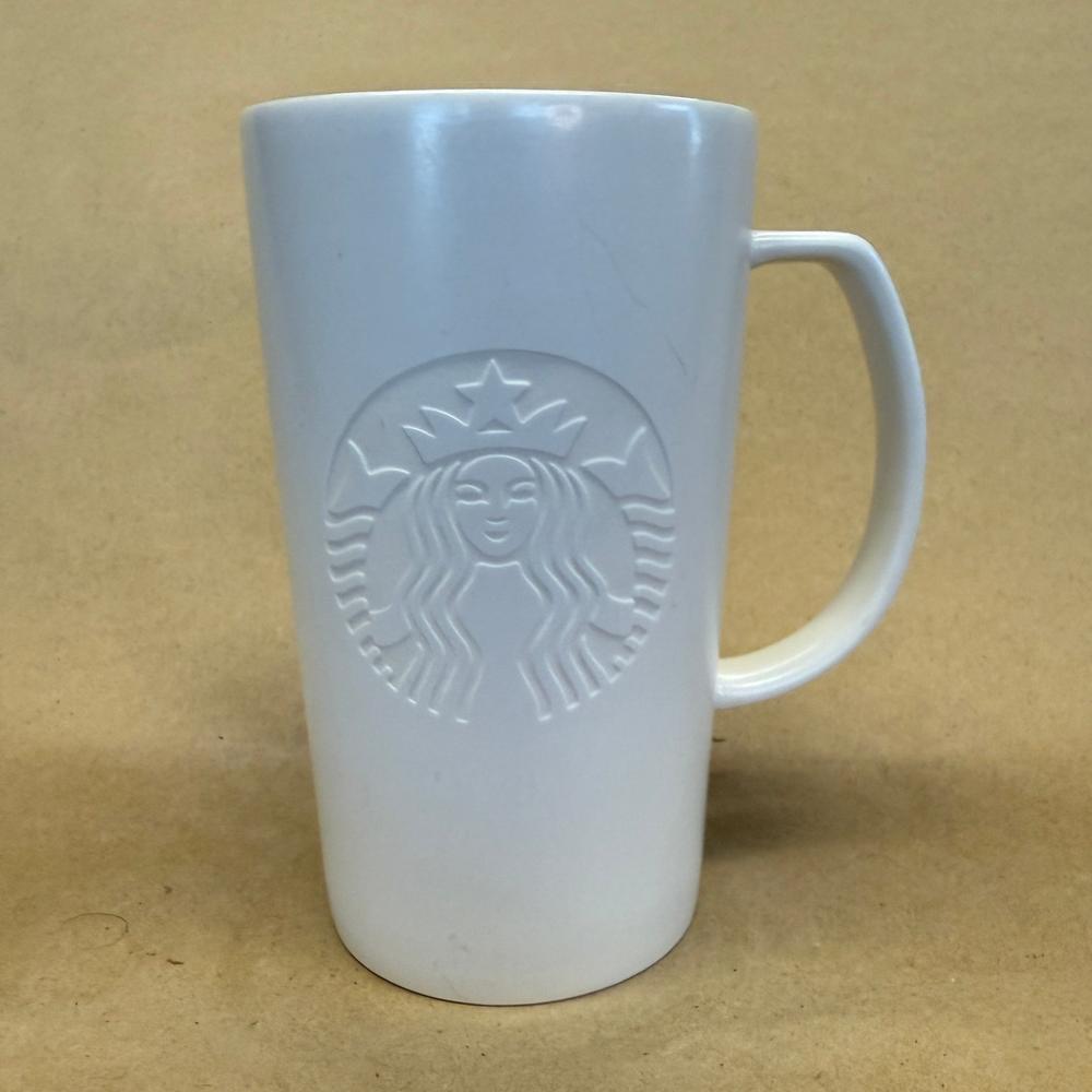 Starbucks Etched Siren Logo White Tall Mug-2015