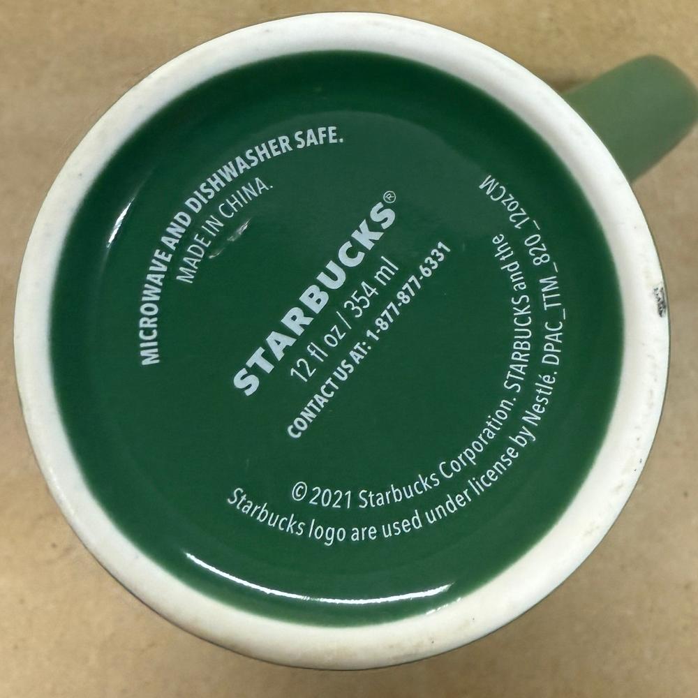 Starbucks Tall Green with Green Siren Logo Curved Handle Mug-2021