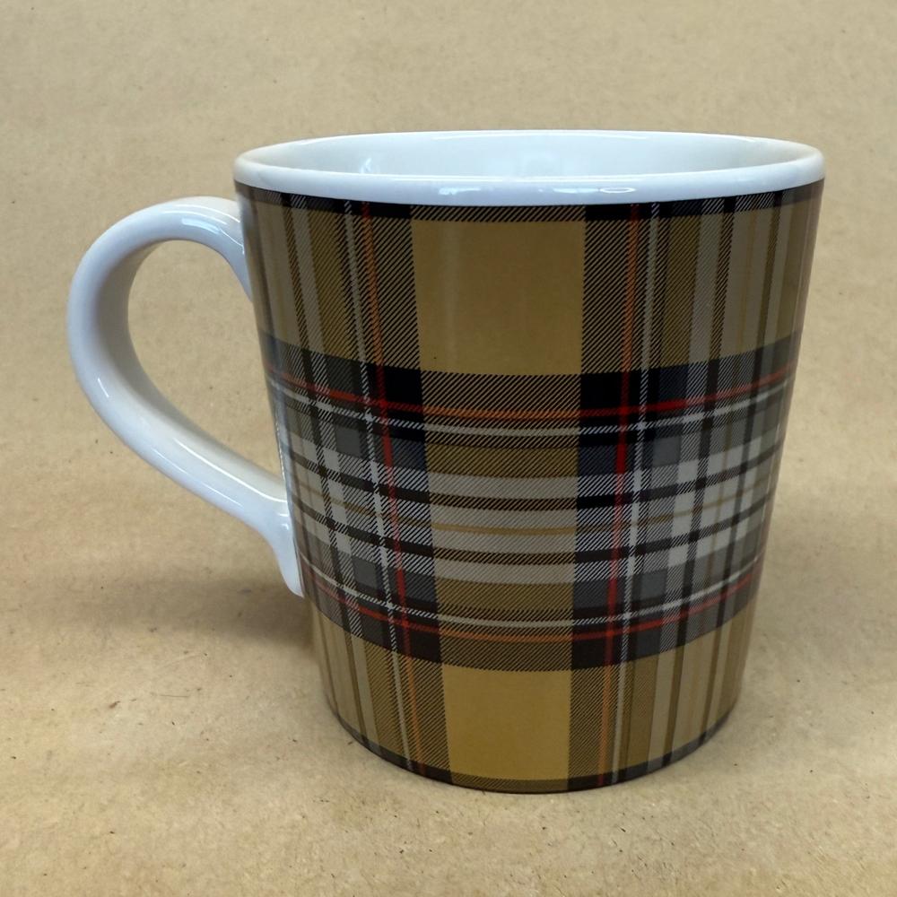 Pendleton Home Collection Tartan Plaid Gold Black White Mug