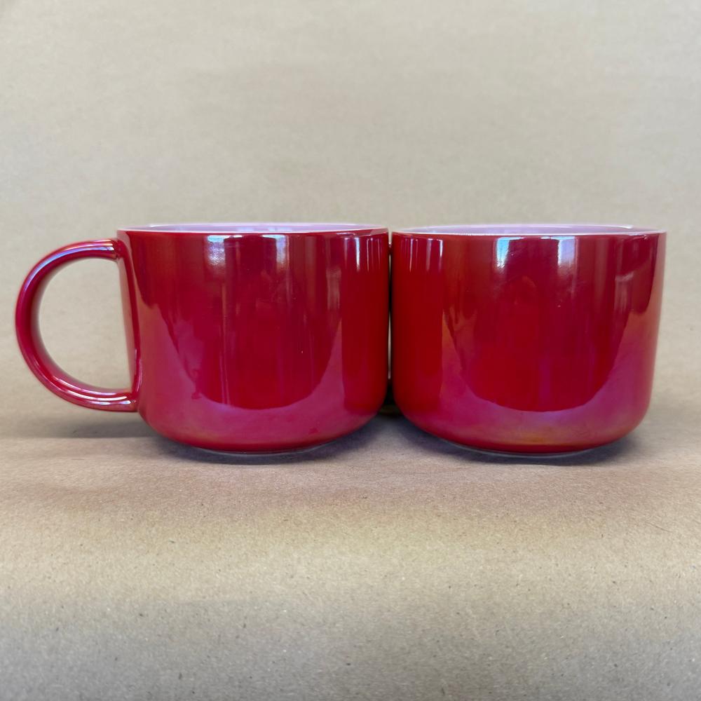 Starbucks Pink Red Iridescent Mugs-2022 Pair