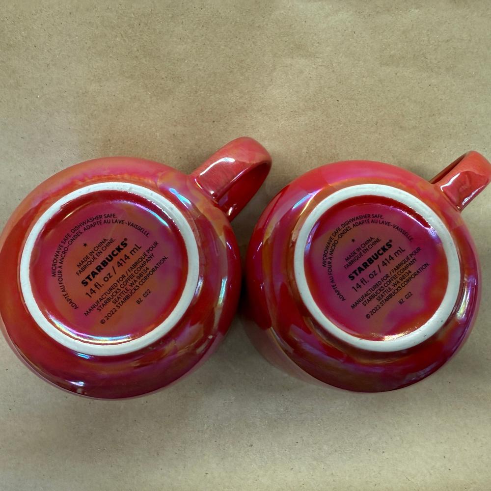 Starbucks Pink Red Iridescent Mugs-2022 Pair
