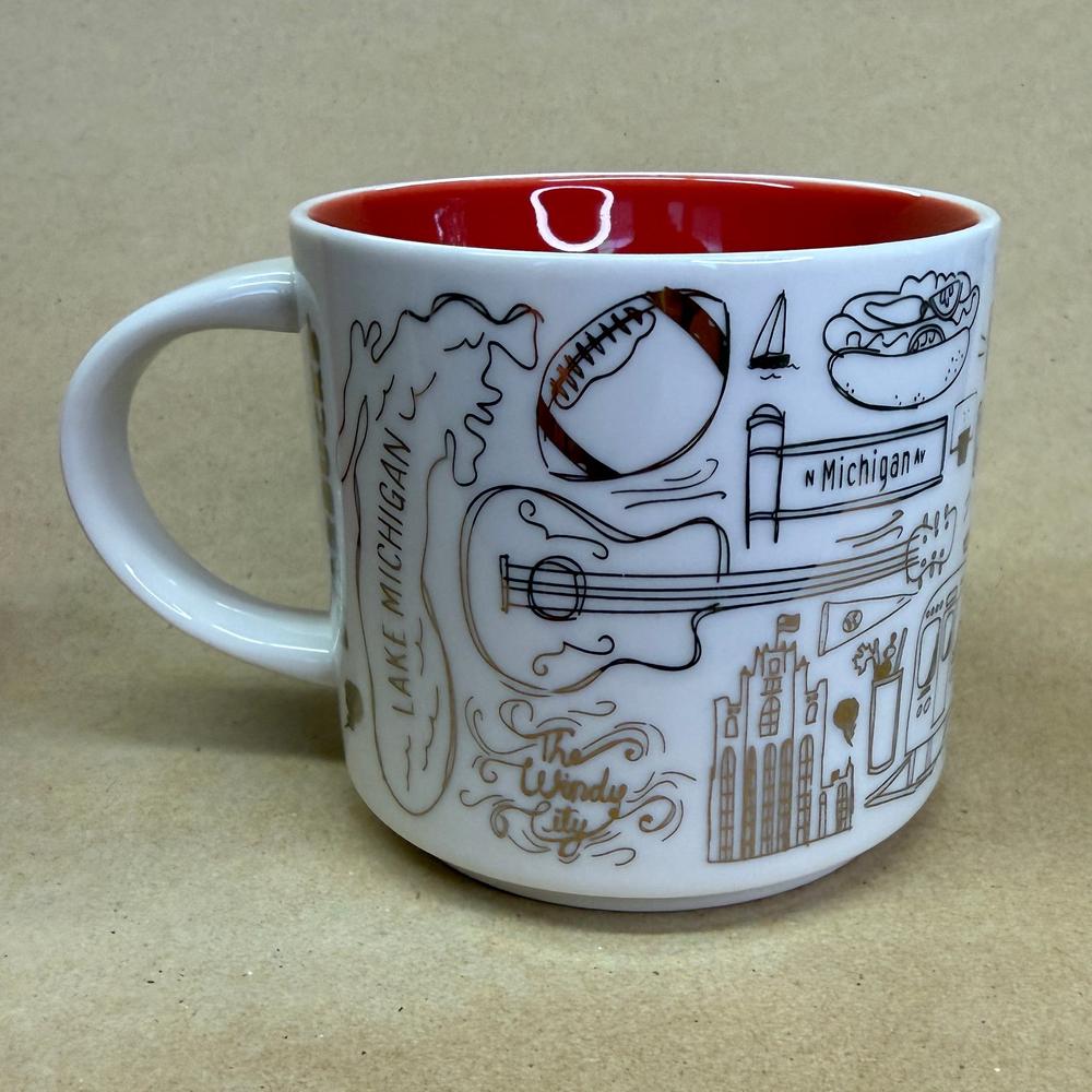 Starbucks Been There Series Chicago Holiday Gold Mug NIB-2018