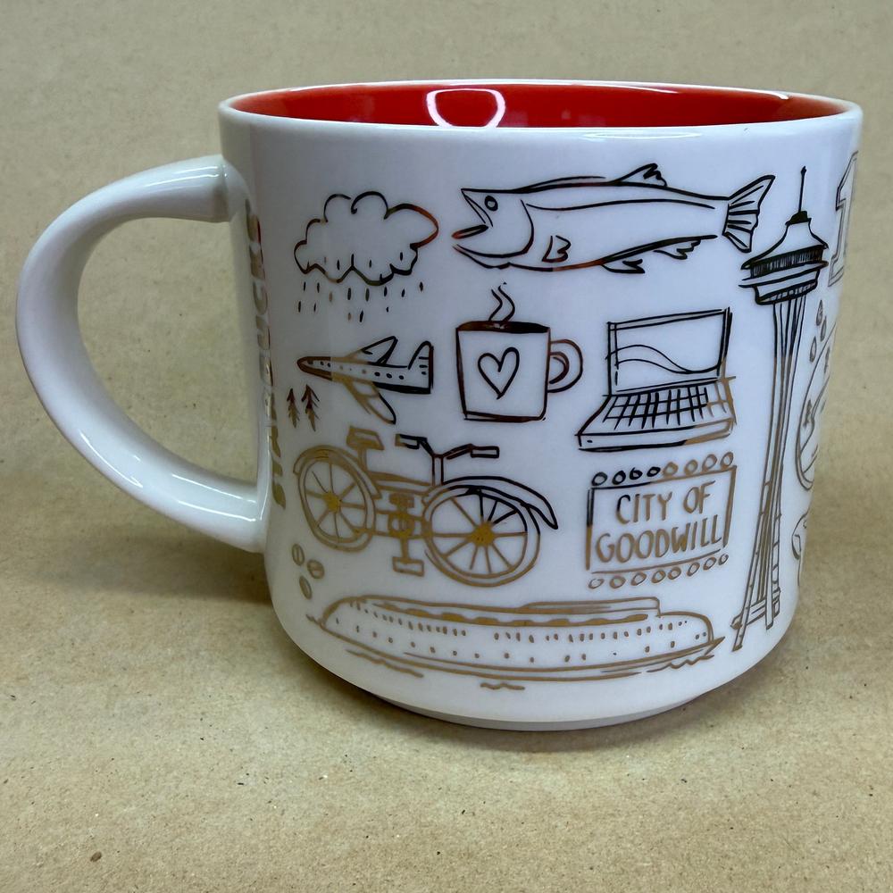 Starbucks Been There Series Seattle Holiday Gold Mug NIB-2018